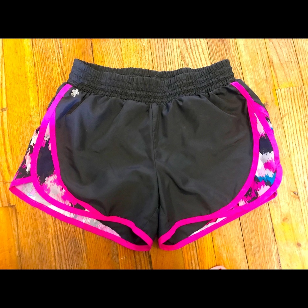 TEK GEAR athletic shorts dark gray+hot pink XS